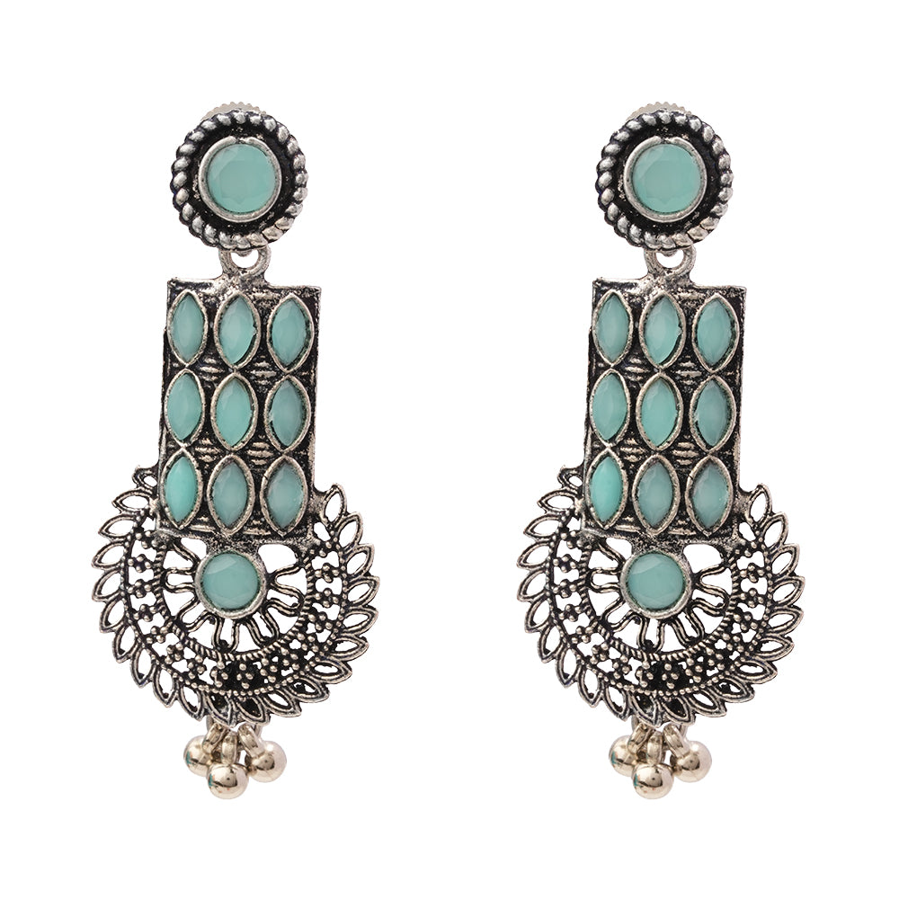 Mystic Chakra stone studded dangler earring (Mint)