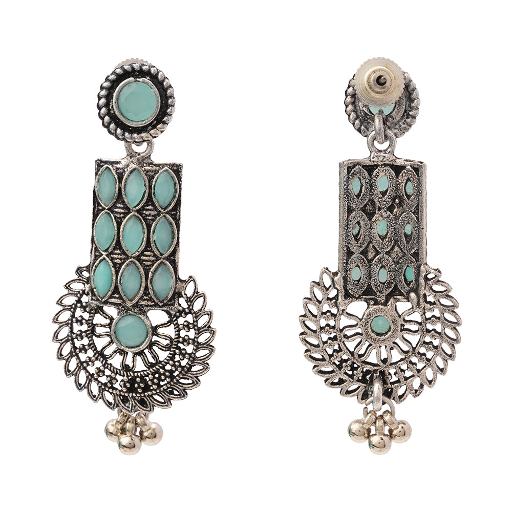 Mystic Chakra stone studded dangler earring (Mint)