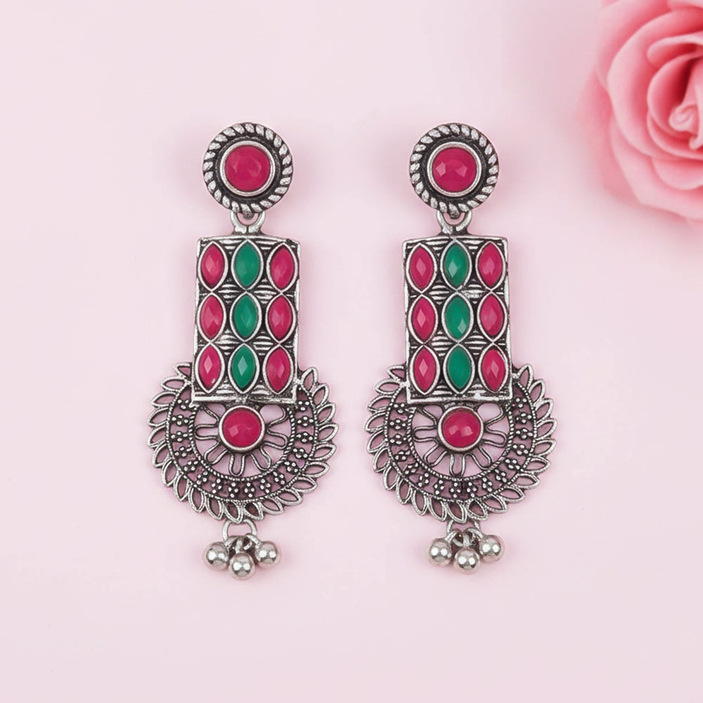 Mystic Chakra stone studded dangler earring (Multicolored)