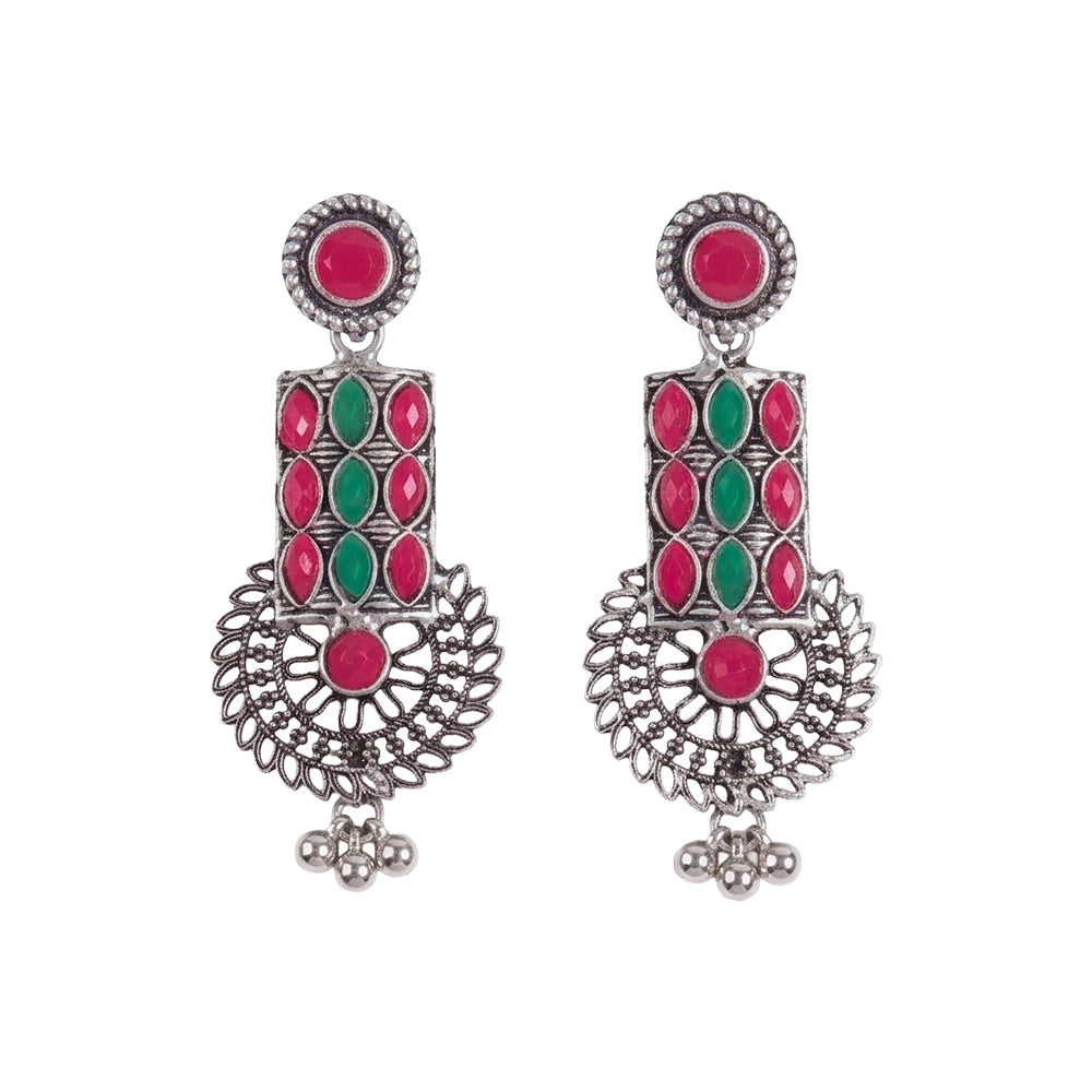 Mystic Chakra stone studded dangler earring (Multicolored)