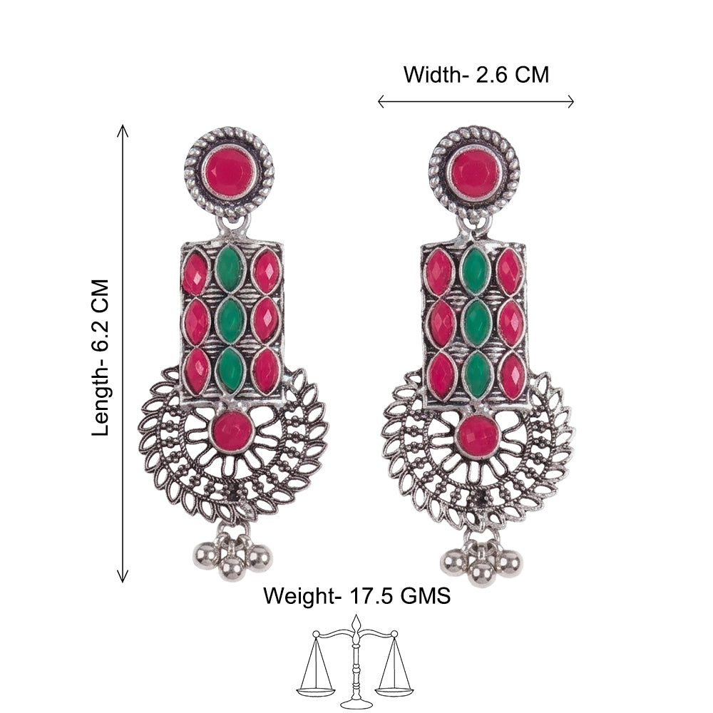 Mystic Chakra stone studded dangler earring (Multicolored)