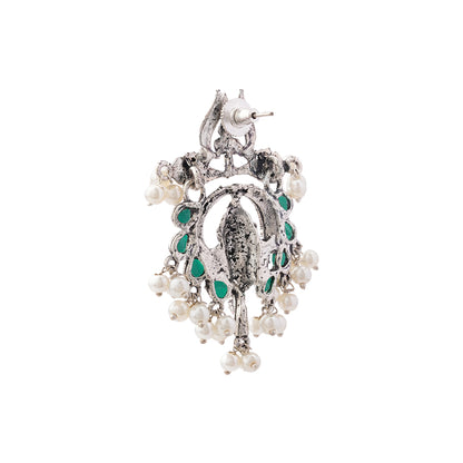 Sacred Sparkle pearl dangler earrings (Green)