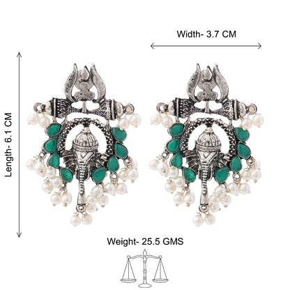 Sacred Sparkle pearl dangler earrings (Green)