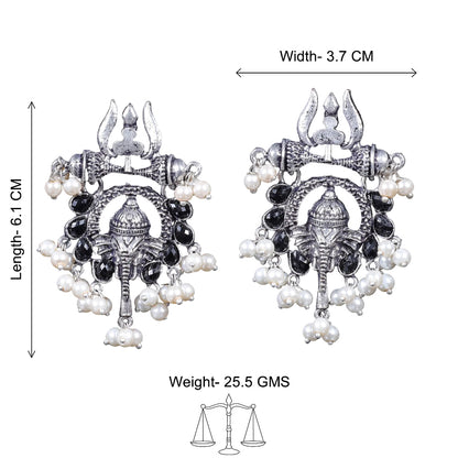 Sacred Sparkle pearl dangler earrings (Black)