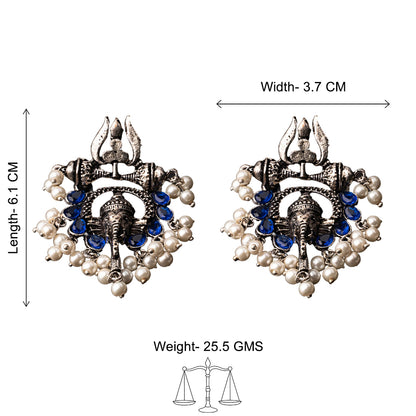 Sacred Sparkle pearl dangler earrings (Blue)