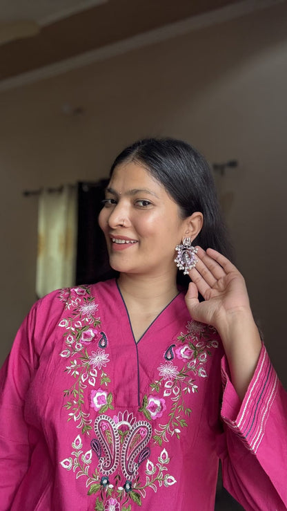 Sacred Sparkle pearl dangler earrings (Baby Pink)