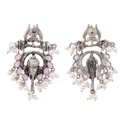 Sacred Sparkle pearl dangler earrings (Baby Pink)