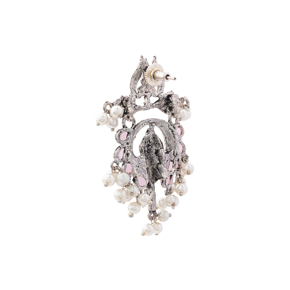 Sacred Sparkle pearl dangler earrings (Baby Pink)