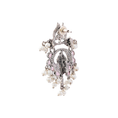 Sacred Sparkle pearl dangler earrings (Baby Pink)