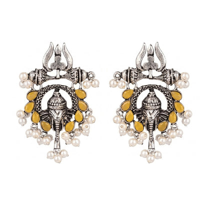 Sacred Sparkle pearl dangler earrings (Yellow)