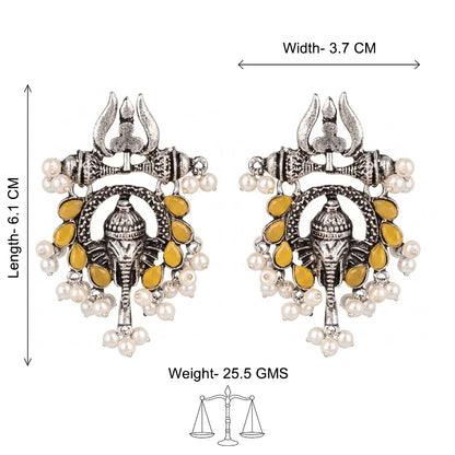 Sacred Sparkle pearl dangler earrings (Yellow)