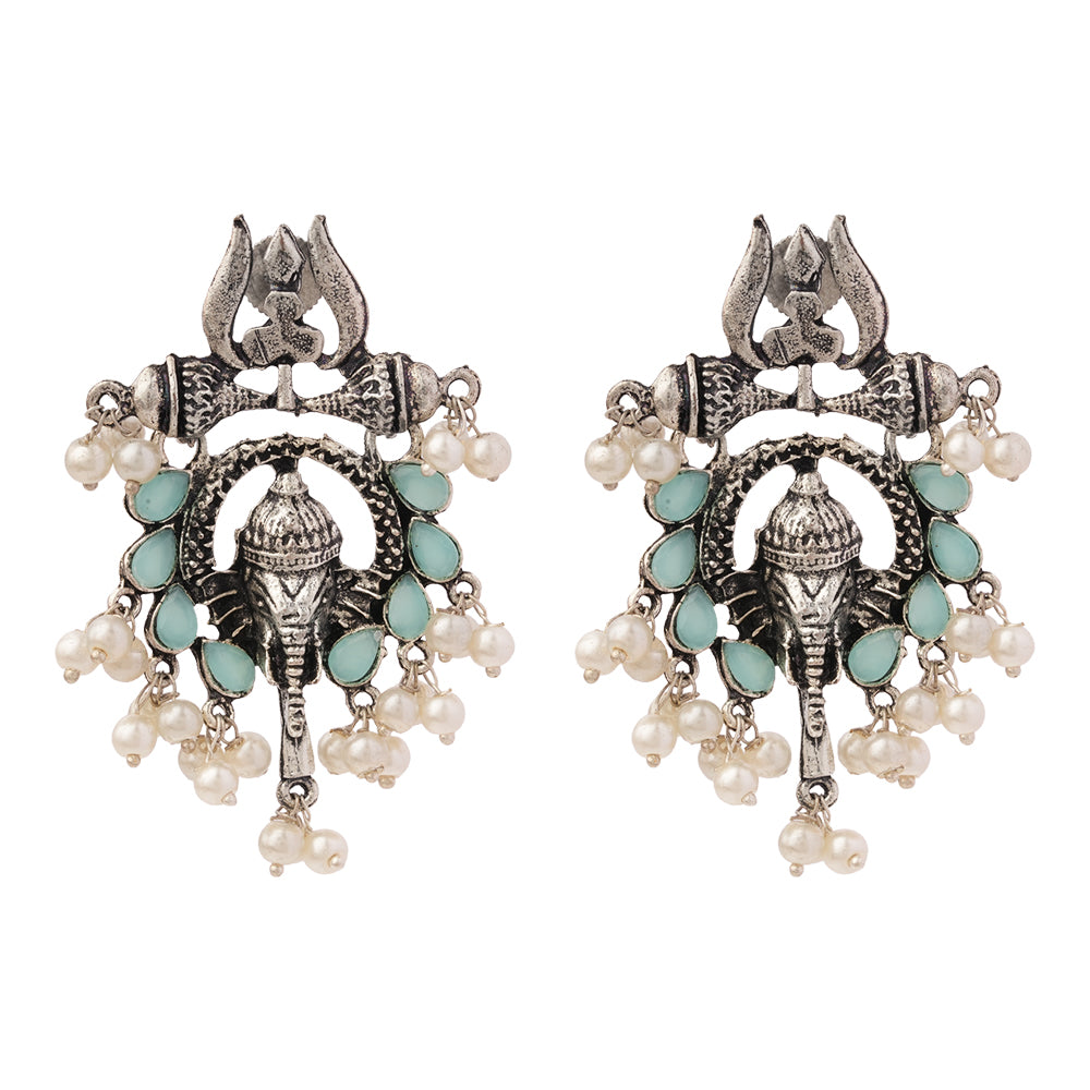 Sacred Sparkle pearl dangler earrings (Mint)