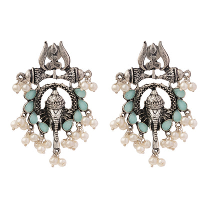Sacred Sparkle pearl dangler earrings (Mint)