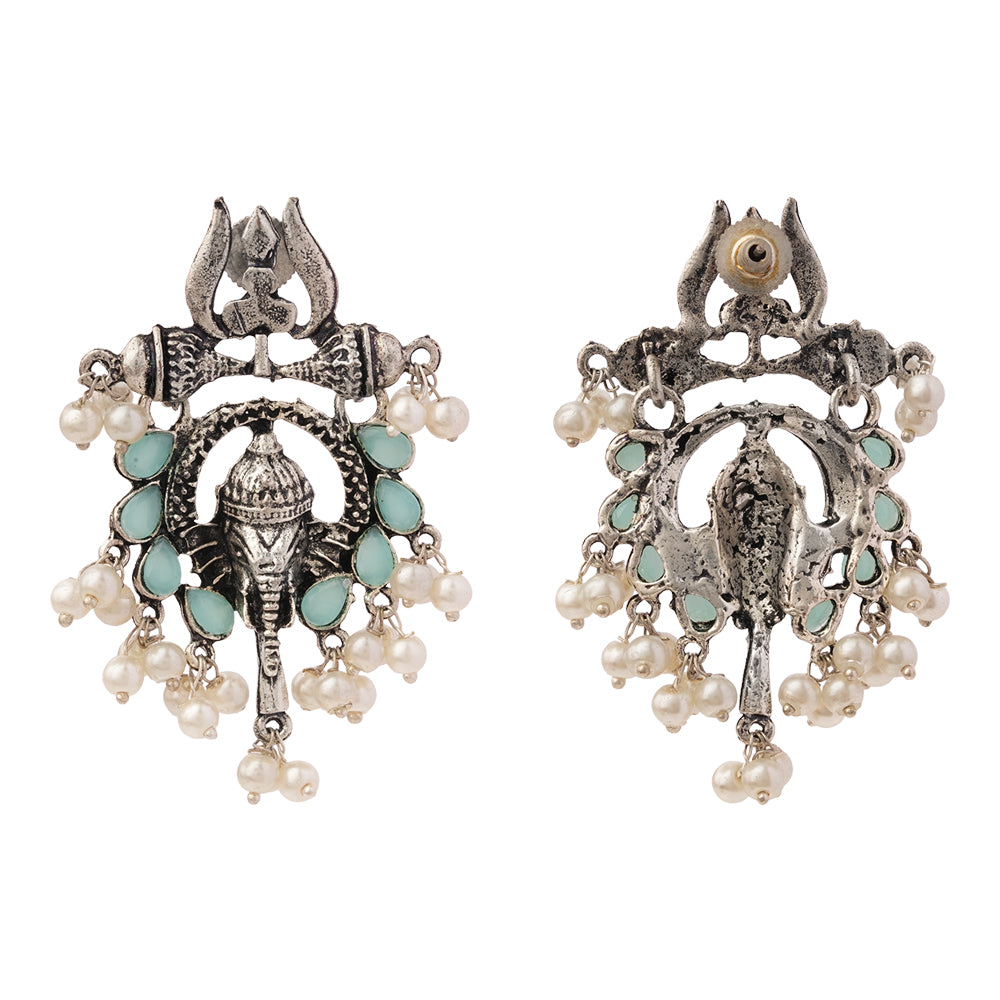 Sacred Sparkle pearl dangler earrings (Mint)