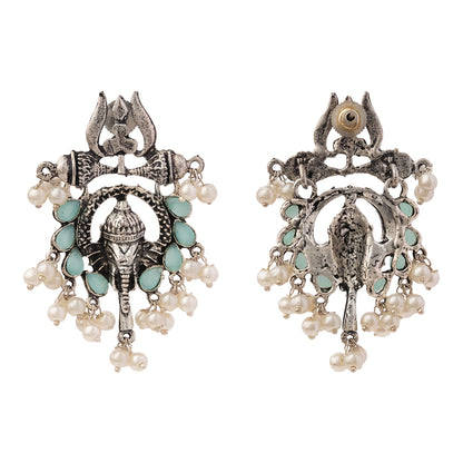 Sacred Sparkle pearl dangler earrings (Mint)