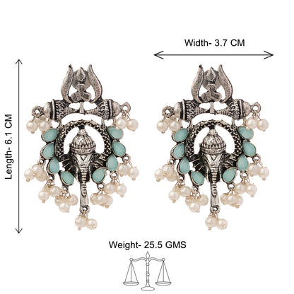 Sacred Sparkle pearl dangler earrings (Mint)