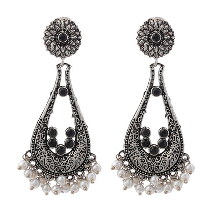Shine Drop pearl dangler earring (Black)