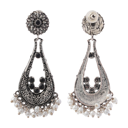 Shine Drop pearl dangler earring (Black)