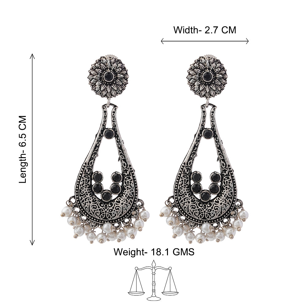 Shine Drop pearl dangler earring (Black)