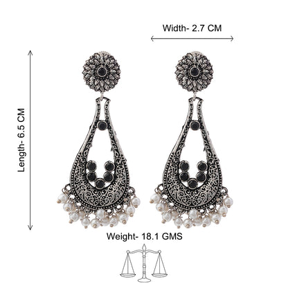 Shine Drop pearl dangler earring (Black)