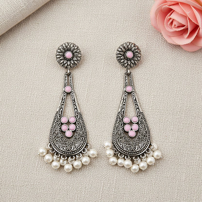 Shine Drop pearl dangler earring (Baby Pink)