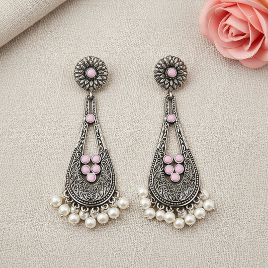 Shine Drop pearl dangler earring (Baby Pink)