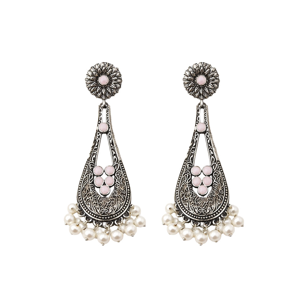 Shine Drop pearl dangler earring (Baby Pink)