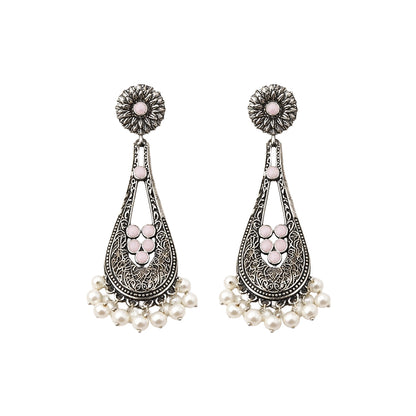 Shine Drop pearl dangler earring (Baby Pink)
