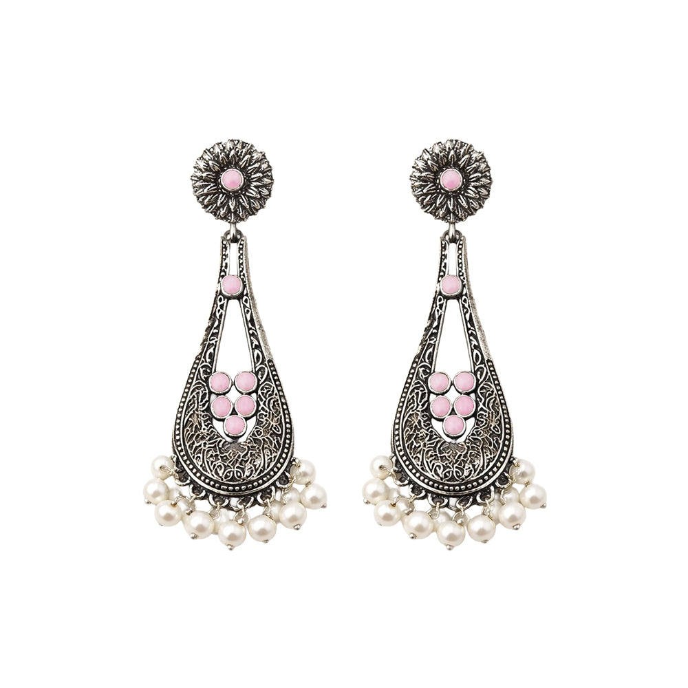 Shine Drop pearl dangler earring (Baby Pink)