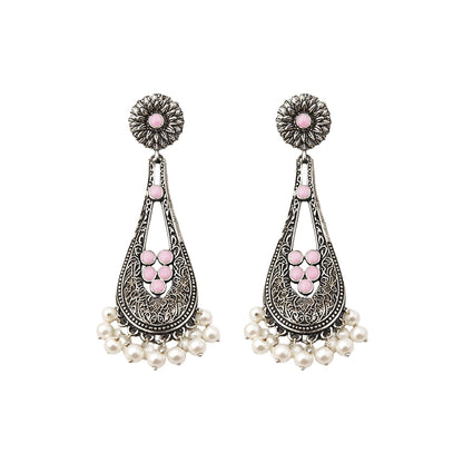 Shine Drop pearl dangler earring (Baby Pink)