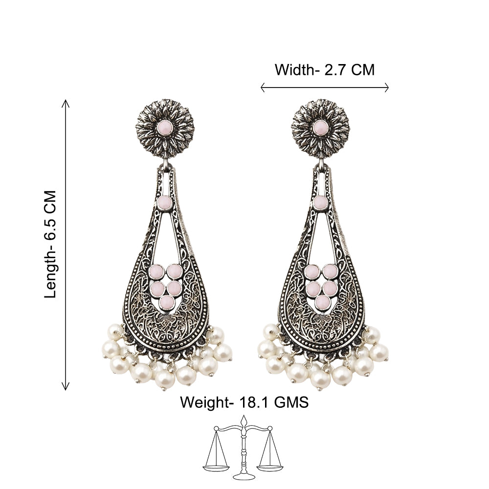 Shine Drop pearl dangler earring (Baby Pink)