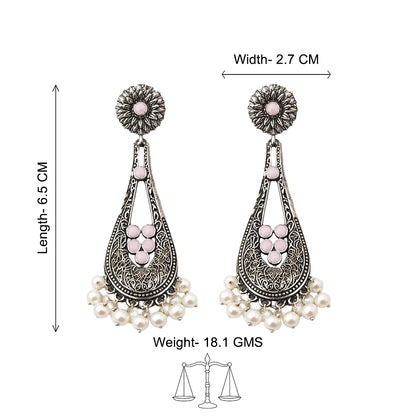 Shine Drop pearl dangler earring (Baby Pink)