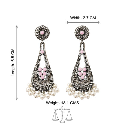 Shine Drop pearl dangler earring (Baby Pink)
