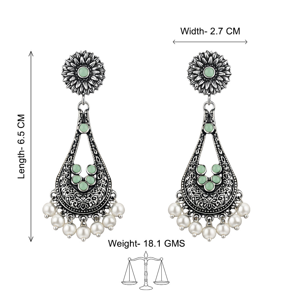 Shine Drop pearl dangler earring (Pista)