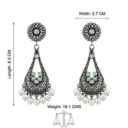 Shine Drop pearl dangler earring (Pista)