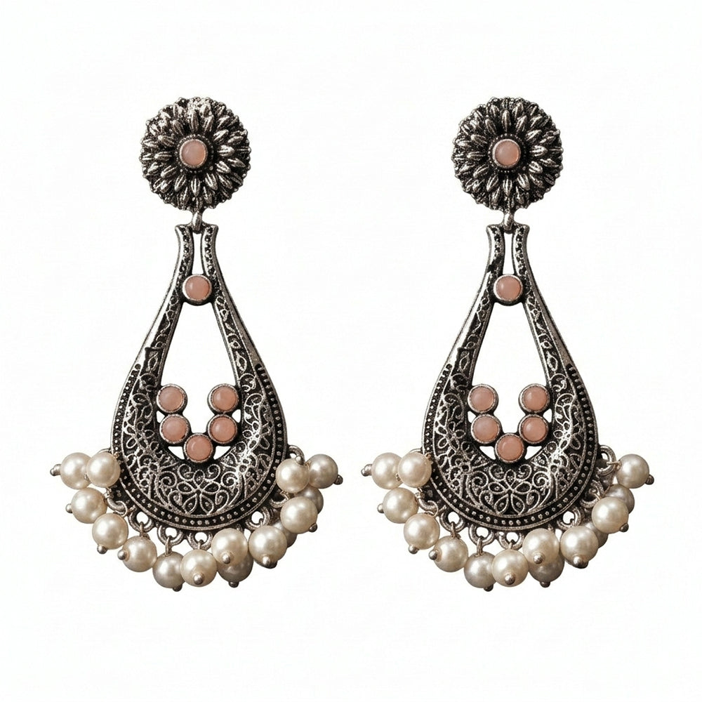 Shine Drop pearl dangler earring (Light Orange)