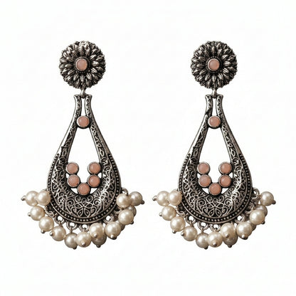 Shine Drop pearl dangler earring (Light Orange)