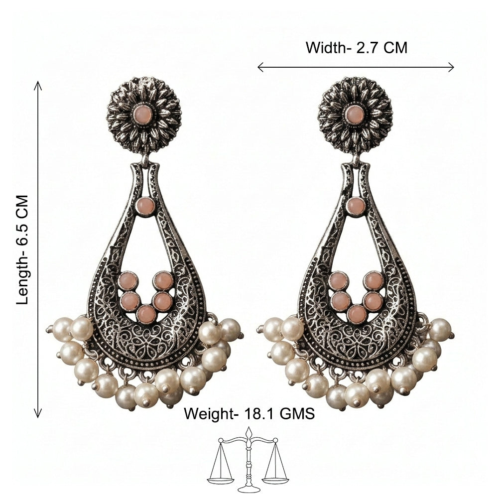 Shine Drop pearl dangler earring (Light Orange)
