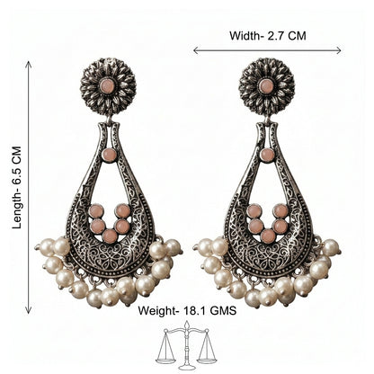 Shine Drop pearl dangler earring (Light Orange)