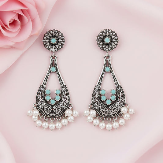 Shine Drop pearl dangler earring (Mint)