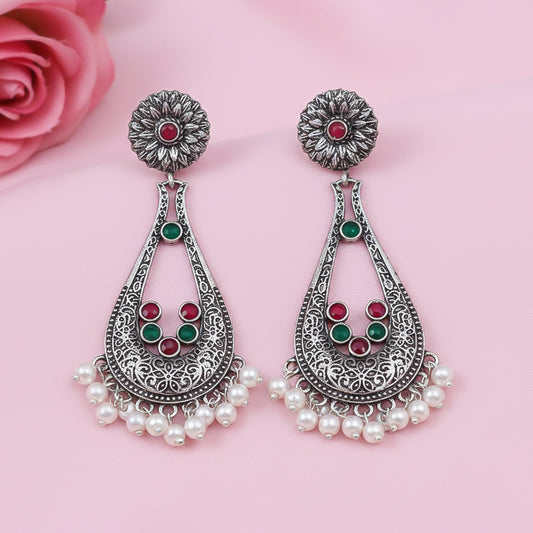 Shine Drop pearl dangler earring (Multicolored)