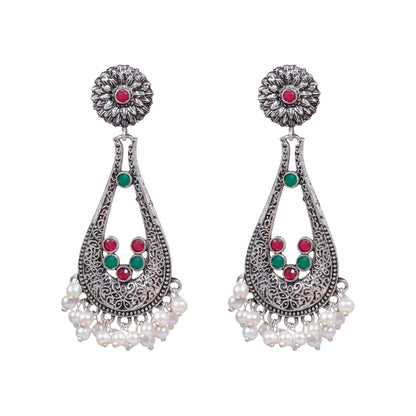 Shine Drop pearl dangler earring (Multicolored)
