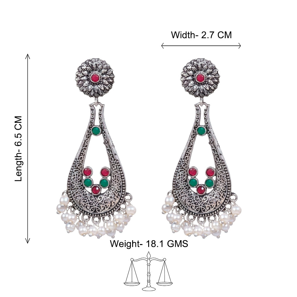 Shine Drop pearl dangler earring (Multicolored)