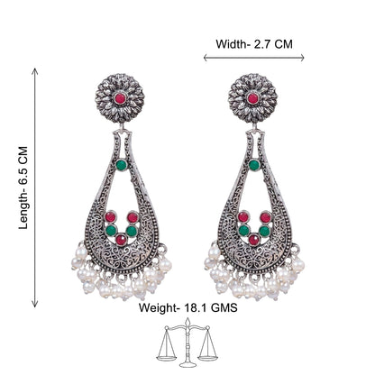 Shine Drop pearl dangler earring (Multicolored)