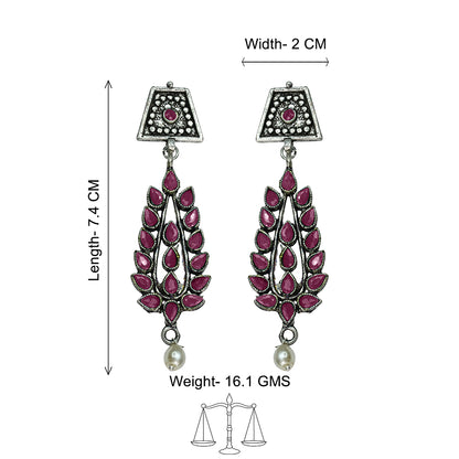 Precious Petal stone studded dangler earring (Red)