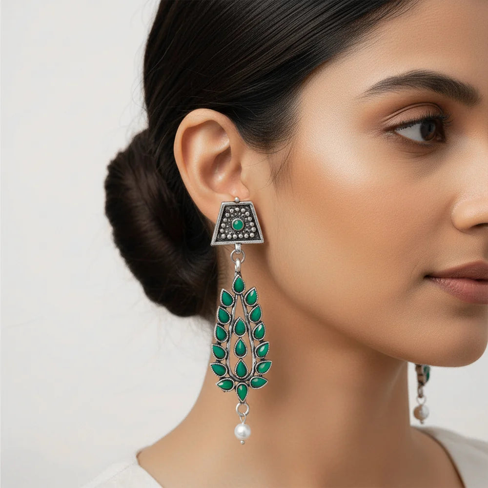 Kalash Kamal earring  Precious Petal stone studded dangler earring Combo