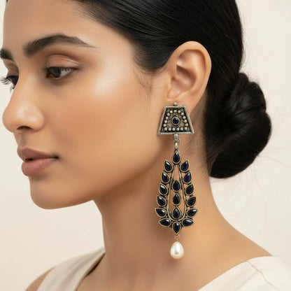 Kalash Kamal earring  Precious Petal stone studded dangler earring Combo