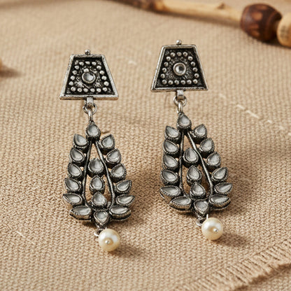 Precious Petal stone studded dangler earring (White)