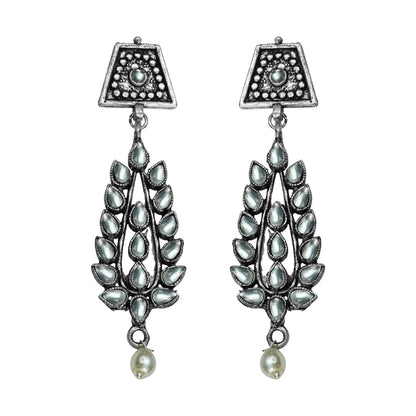 Precious Petal stone studded dangler earring (White)