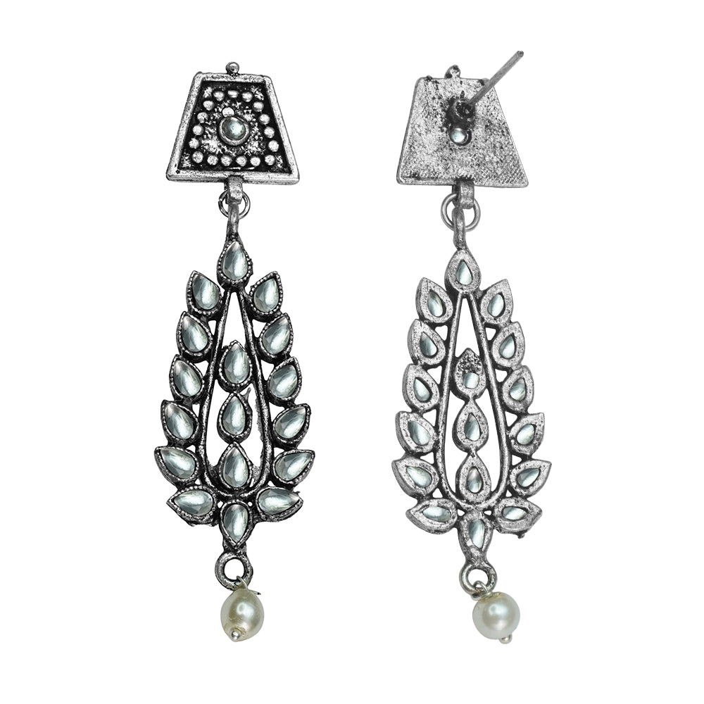Precious Petal stone studded dangler earring (White)